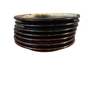 Vintage 7 Pfaltzgraff Gourmet Brown Drip 6 3/4" Salads Plates Lots Of 7 Made USA